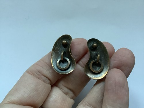 Vintage oxidised copper clip - oxidised,