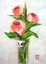 Peonies in vase Original oil painting Wall art Wall Decor Canvas board 5x7 inch