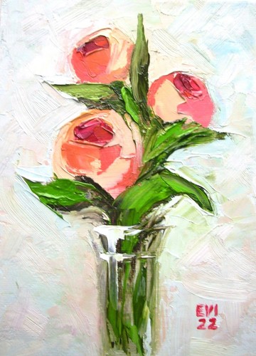 Peonies vase original - peonies, oil