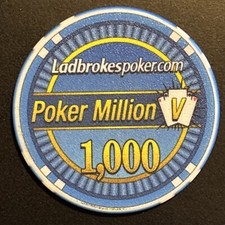 Ladbrokes Poker Blue 1000 Poker Million V 2006 Rare Weight Approx 11g Full Tilt
