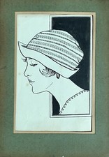 Well Drawn Original Art Deco Style Ink Drawing / Illustration - Fashion
