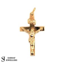 9ct Genuine Solid Hallmarked Yellow Gold Crucifix Cross Jesus Brand **New*