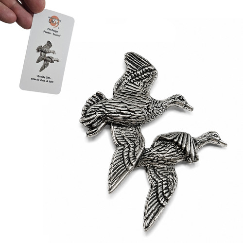 Flying ducks pin badge pewter - pin,