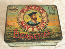 VINTAGE, PLAYER'S NAVY CUT, CIGARETTE TIN c1920s