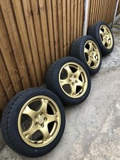 SUBARU IMPREZA GC8 TYPE R WRX STI UK TURBO 1994-2000 16” GOLD ALLOY WHEELS TYRES