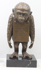 'Laugh Now' Monkey by Banksy - Genuine Bronze & Solid Marble Sculpture  - H 28cm
