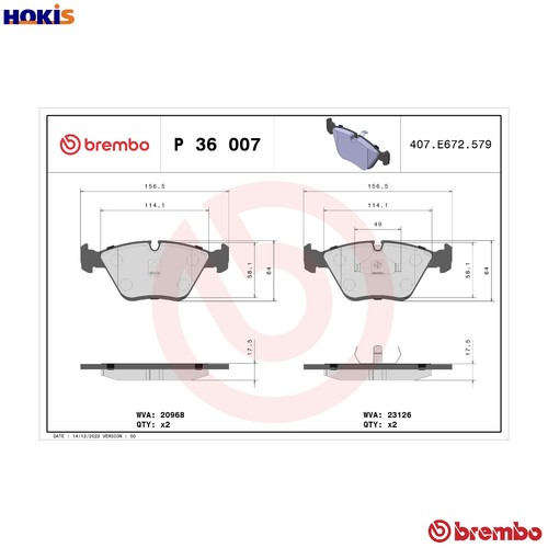 Brake pad set disc - set, p