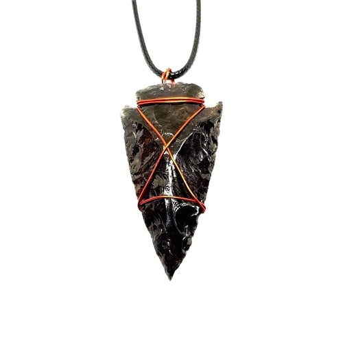 Obsidian arrowhead pendant - arrowhead,
