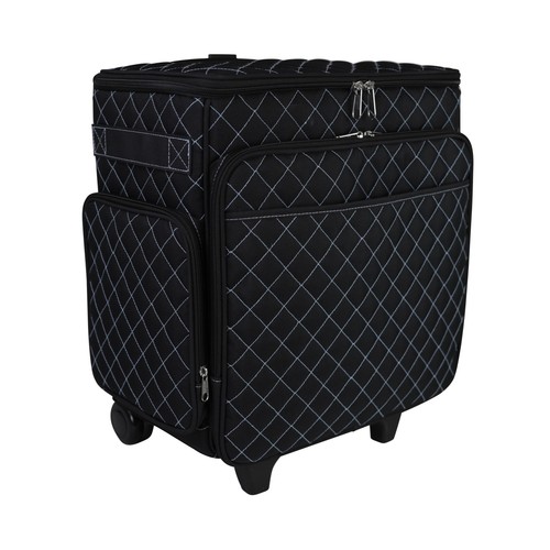 Black quilted blue stitch - black,