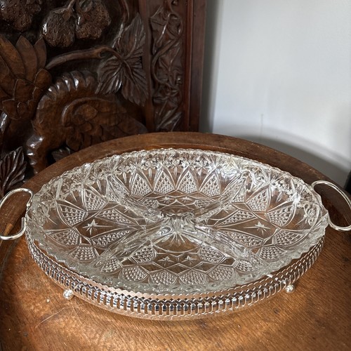 Vintage cut glass - glass, oval