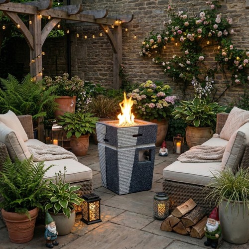 Modern outdoor gas firepit - firepit, &