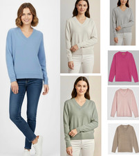 Ladies Marks V  Neck Jumper  Long Sleeve Wool Blend Soft Sweater Pink Blue NEW