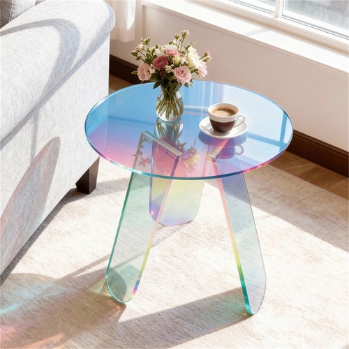 Acrylic iridescent side table - iridescent,
