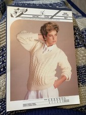 TEDDY KNITTING YARNS LADIES ARAN SWEATER V NECK KNITTING PATTERN