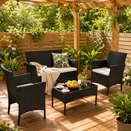4piece garden rattan - 4piece,