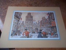 ANTON PIECK Vintage Print AMSTERDAMS STRAATTONEEL Scene VGC  Colour 12" X 9"