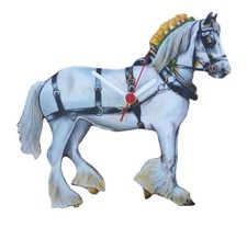 White Show Horse Clock - Shire