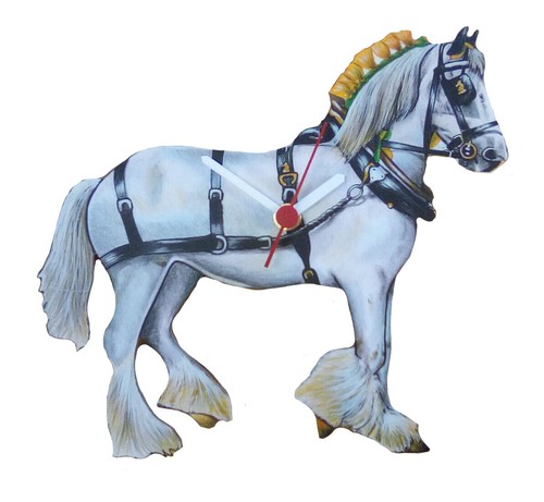 White show horse clock - show,