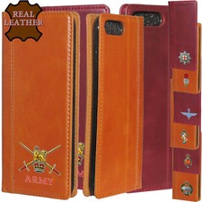 Army Phone Case Real Leather Apple iPhone 7 8plus X British Navy Badge Official