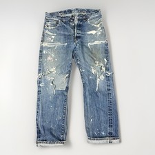 VTG Men LVC USA Levis 201 SELVEDGE Buckle Back 555 Jeans 33x30 Distressed Repair