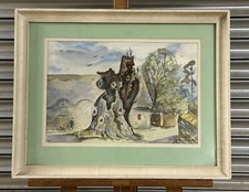 Vintage Watercolour Depicting The Oak Tree Relating To John Wesley & Bunyan