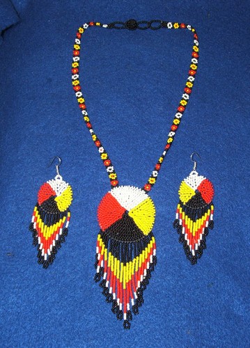 Medicine wheel beaded necklace - wheel,