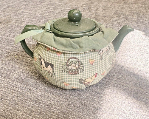 Green glossy ceramic teapot - glossy, 1