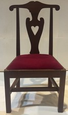 VNTG Chippendale Style Mahogany Red Velvet Seat Doll Chair Salesman Sample 13”T