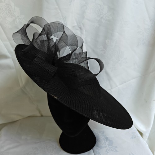 Black flower wide brim - black,