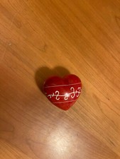 Sculpture Figurine,Heart,Red,Large,Soapstone,Abstract Vine,Hand carved & Painted