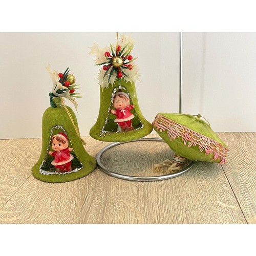 Vintage lime green flocked