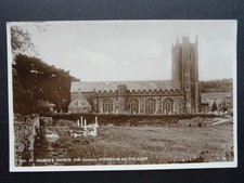 Devon Dartmouth DITTISHAM ON THE DART St Georges Church Old RP Postcard by E.A.S
