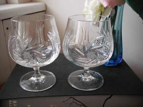 Pair lead crystal cut glass - of,