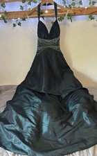 Jora collection prom bridesmaid dress event gown emerald green halter