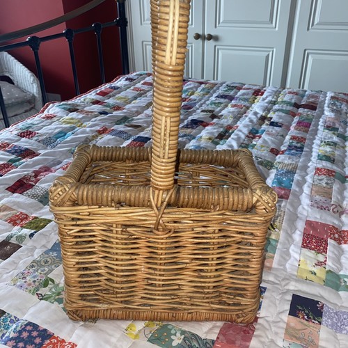 Wicker bottle carrier basket - carrier,