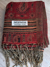 Women’s Extra Large Paisley Silk Pashmina Scarf Shawl Wrap 64"x28"
