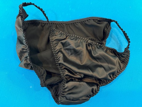 Black satin string - satin, bikini