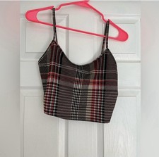 Misty Rose Plaid String Tank
