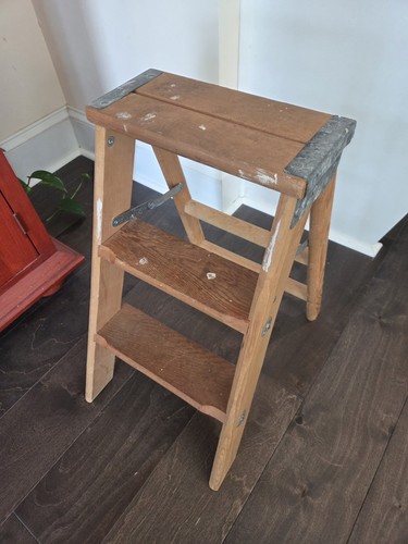 Vintage wooden step ladder - vintage, 2