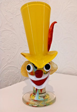 Vintage Murano Glass Clown Head Vase -Very Good Condition -21.5cm high.