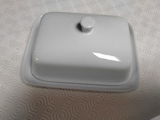 Ceramic Butter Dish & Lid.White, New, Slightly Heavy! Not Used.Mark At Base Manu