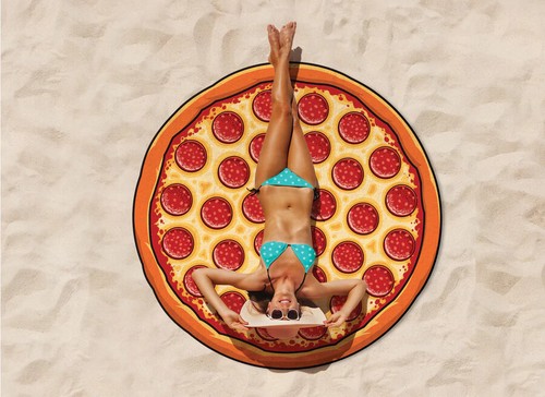 Pepperoni pizza beach blanket - pepperoni,