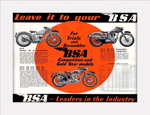 Bsa motorcyles advert - bsa,