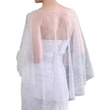 Pearl Beads Cape Shrugs Wedding Dress Jacket Shawl Accessories for Bride
