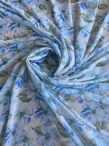 Blue floral crinkle - floral, chiffon