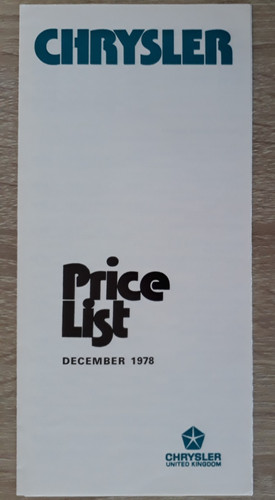 Chrysler price list - price,