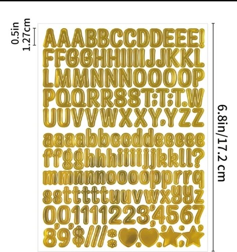 300 gold alphabet - gold, stickers