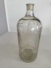 Large Clear Thick Glass Vintage Poison Bottle - No Stopper. Needs A Clean Up.