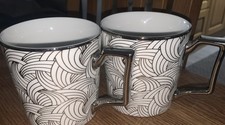 2 X Fox & Ivy For Tesco White With silver Swirls Large Mug Excellent