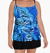 NWT $145 Longitude Swim Suit Dress POCKETS Jungle Boogie Ruffle Skirtini 20 Plus